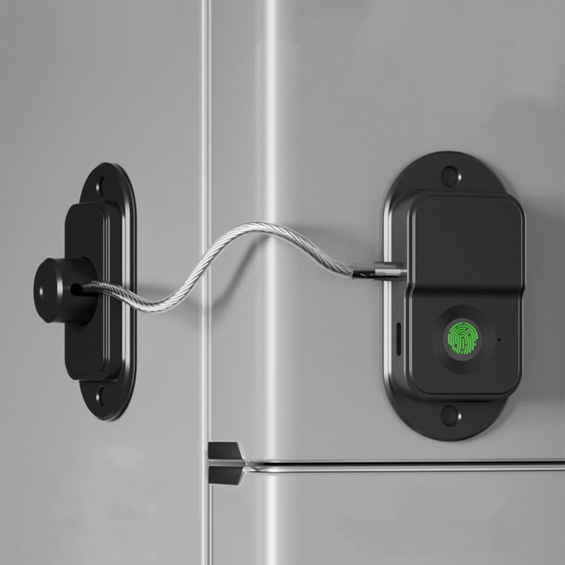 Fingerprint Fridge Lock, Refrigerator Lock with Fingerprint, for Fridge, Cabinet Locks, Drawers, Dishwasher, Toilet and Cabinet Locks Baby Proofing, 3M Adhesive No Drilling (Black) Black 1 pack