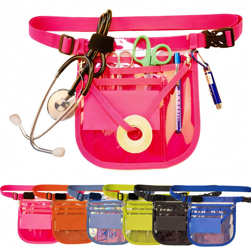 Plastic Nurse Fanny Pack Medical Waist Bag Medical Gear Pockets Storage for Stethoscopes,Bandage Scissors and Other Medical Supplies（Rose red） Rose red
