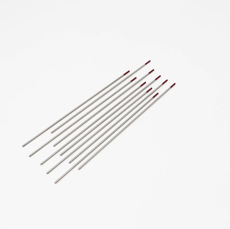 2% Thoriated TIG Welding Tungsten Electrodes WT20 Red - 2.4mm (3/32") 10 Pack - High Current DCEN for Steel/Alloy Welding 2.4