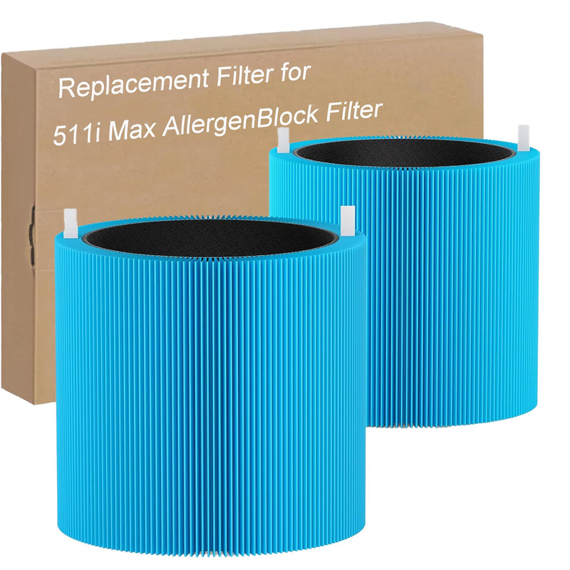 511i Max AllergenBlock Replacement Filter Compatible with Blue Pure 511i Max Air Purifier, Premium Filter & Activated Carbon Filter-Blue Pure F5MAX AllergenBlock Filter,2 pack