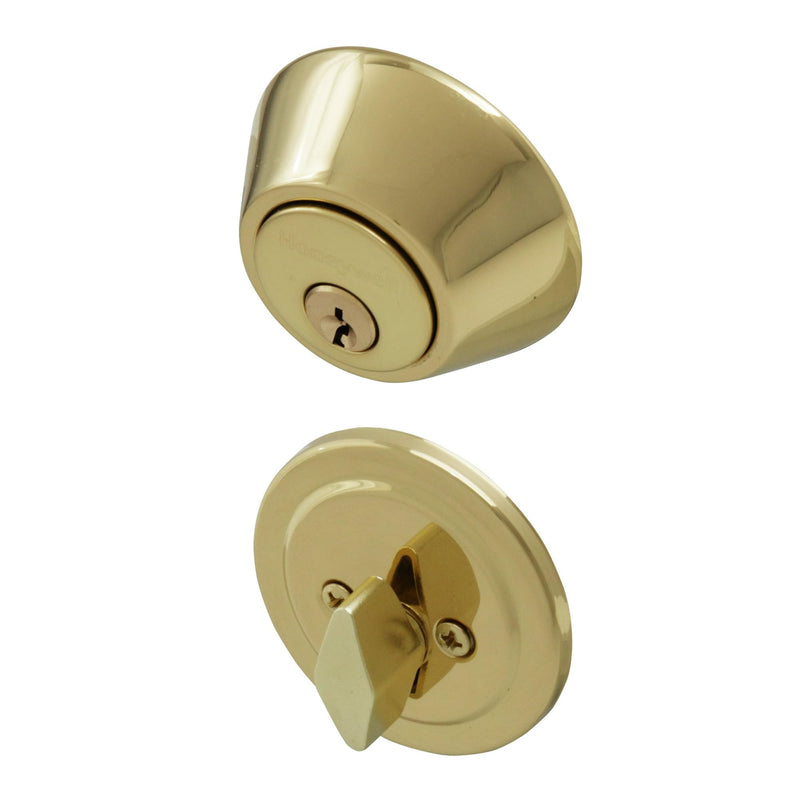Security Door Lock Single Cylinder Deadbolt Lock, 2-3/8" to 2-3/4" Adjustable, Shiny Brass