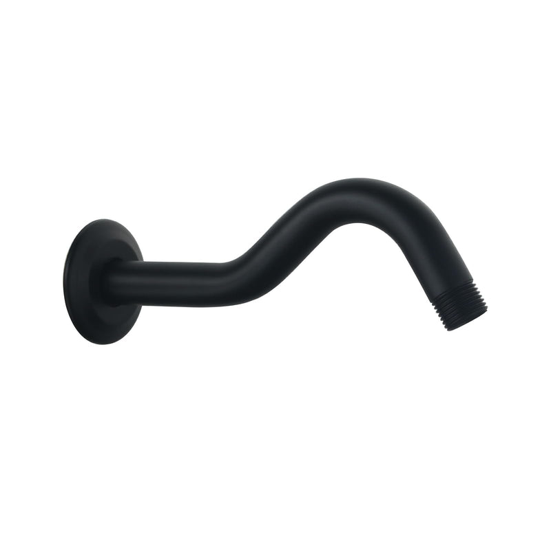 8 Inch Shower Arm with Flange S Shaped Wall Mount Extension Pipe Stainless Steel Shower Head Extension Replacement, Matte Black XWHG Shower Arm