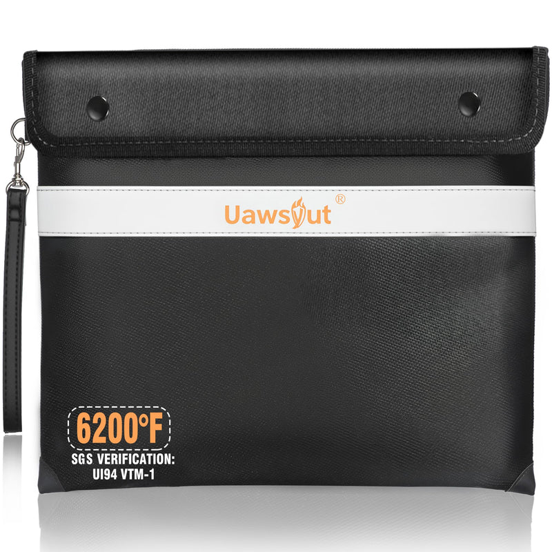 Fireproof Document Bag - 6200°F Important Document Bags with Zipper, Water Resistant Fire Proof Money Bags for Cash, Cell Phone, Tablet, Credit Card,Passport and Valuables (14.2"x11.2", Black)