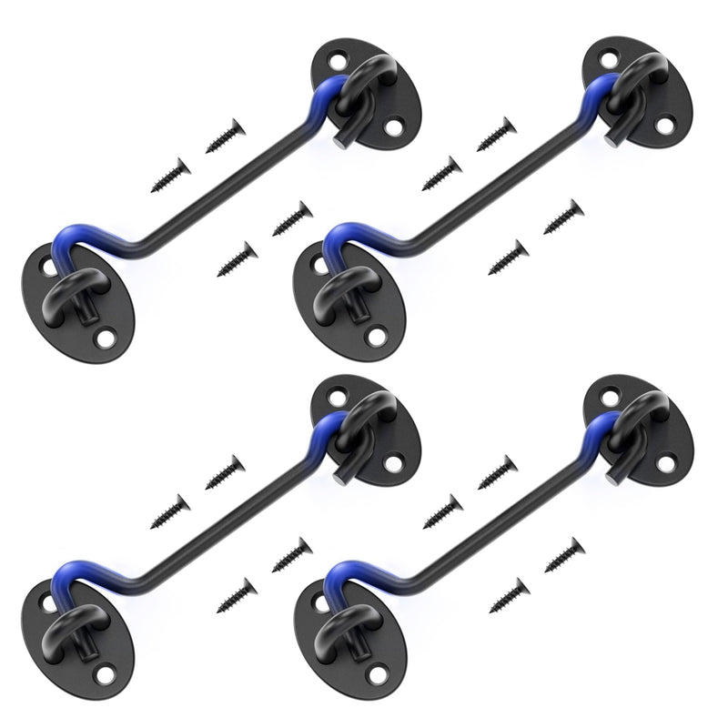 TRIPLE DEER 5" Hook and Eye Latch 4 Pack,Privacy Eye Hook Latch for Slide/Barn/Shed/Door, Window, Fences Cabinet, Barn Door Latch Door Hook Lock for Indoor Outdoor 5 Inch