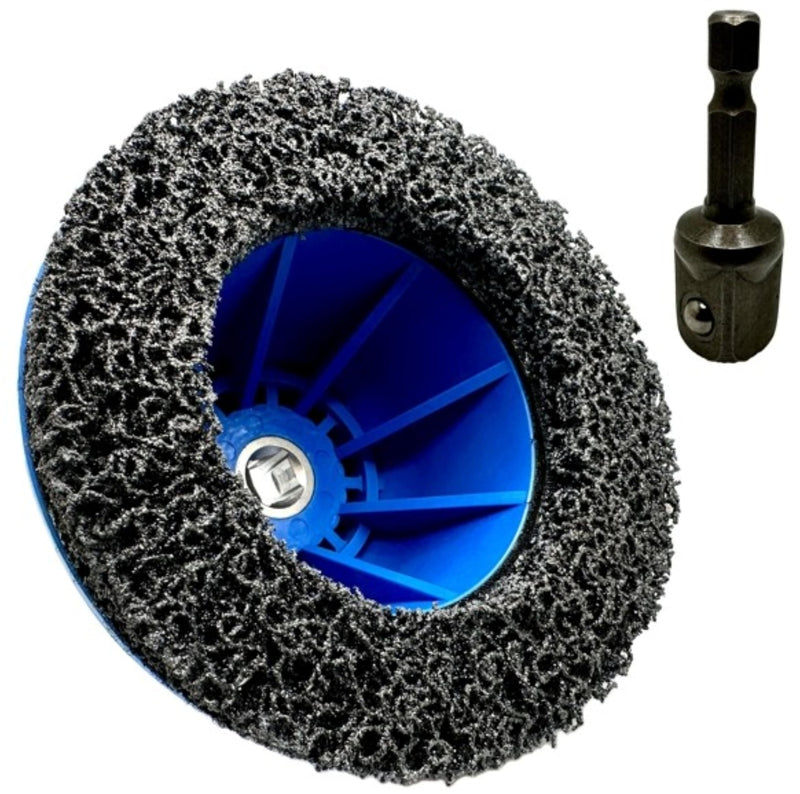 6” Professional Brake Hub Cleaning & Resurfacing Kit – 6” Silicon Carbide Disc with Drill Adapter – Wheel Hub, Rim & Rotor Rust Removal Tool for Cars, Vans, Trucks & Sprinters