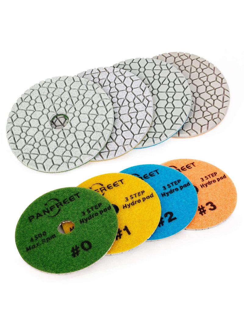 4"/100mm 4 Step Polishing Diamond Pads,Granite Polishing Pads Wet for Granite Marble Quartz Concrete 4 Step Set