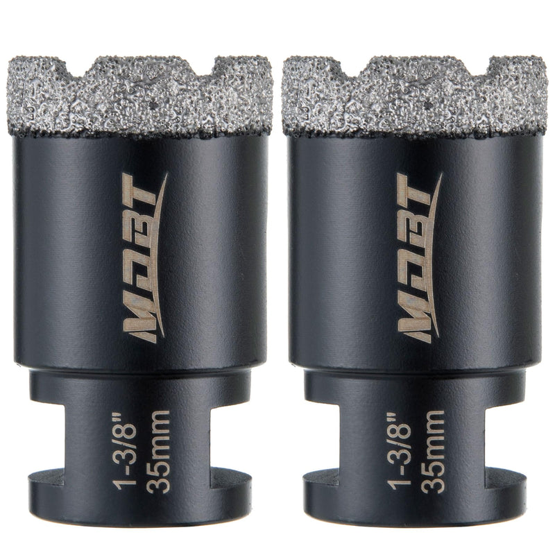 Diamond Core Drill Bits, 2Pcs 1-3/8 Inch Diameter Hole Saws for Porcelain Ceramic Tile Marble Brick Vacuum Brazed,5/8-11 Thread for Angle Grinders Wet Polishers, Tile Hole Saws 35mm 35MM(1-3/8） 2PCS Core Drill Bits
