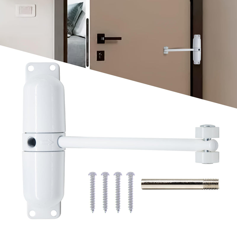 Marie Automatic Safety Spring Door Closer,Suitable for Light Door,Easy to Install to Convert Hinged Doors to Self-Closing (White) White