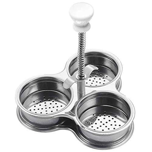 JTLB Stainless Steel Egg Poachers 3 Grids Non Stick Egg Cups for Quick Cooking and Breakfast Tool (Silver) Silver