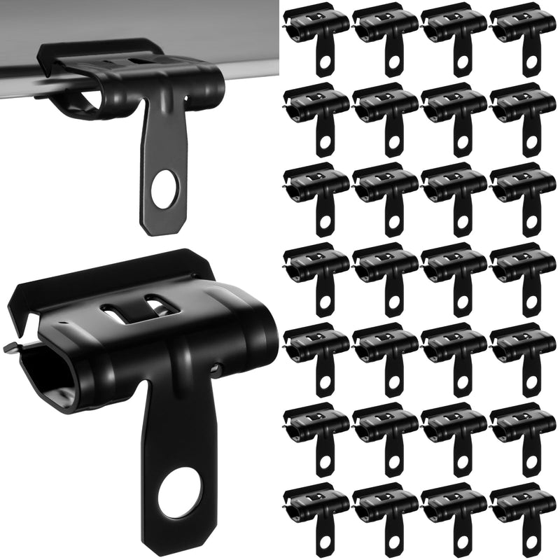 Hicarer 50 Pcs Hammer-On Flange Clip Side Mount 1/8-1/4 Inch Beam Clamp with Hole Cable Clip for Flanges Spring Steel Black