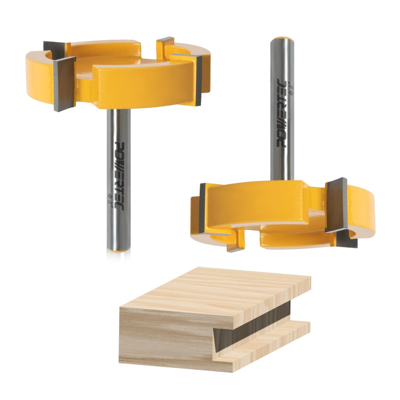 POWERTEC Slab Flattening Router Bit, CNC and Surfacing Router Bit 1/4 Shank, 2" Diameter, 1/2" Cutting Depth, Router Planer Bit - Perfect for Spoilboard Surfacing, Wood Milling Planing - 2PK, 73056-P2 2PK, 1/4" Shank, 2" Dia, CNC Bit