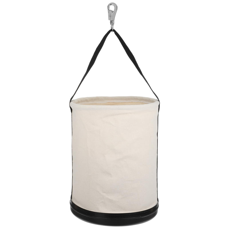 Lemecima Utility Canvas Bucket 15" x 12" All Purpose Truck Tool Bucket Bag Organizer with Plastic Bottom Metal Hook for Store Work Tool Accessory, Load Capacity up to 150 Lbs