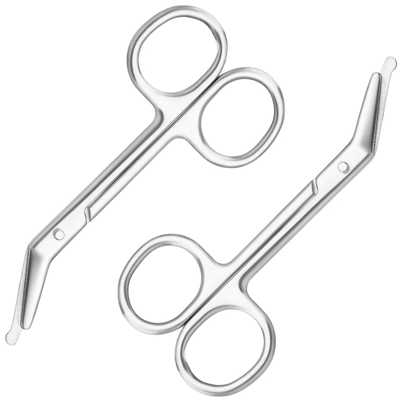 2 Pcs Ostomy Scissors Bandage Nursing Supplies Premium Stainless Steel Grade Surgical Curved Scissors for Ostomy Care Colostomy Urothrostomy Home Doctors Care (Silver) 2