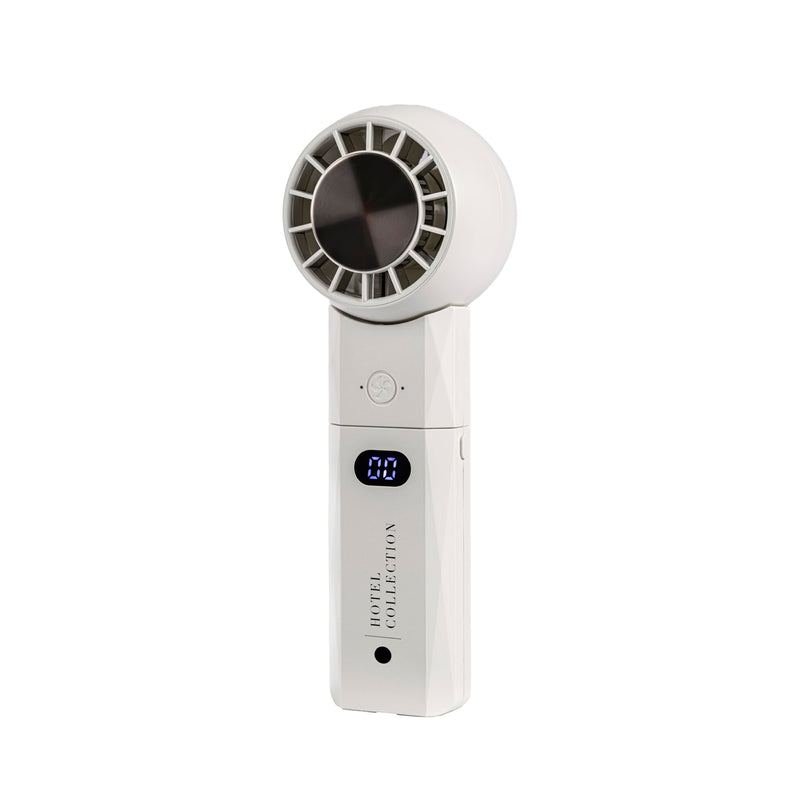 Hotel Collection - Breeze-Pro Handheld Mini Personal Fan, 2-in-1 USB Rechargeable Pocket Device with Power Bank, Portable for Travel, Summer, Concerts, Lash, Make - Up (White) White