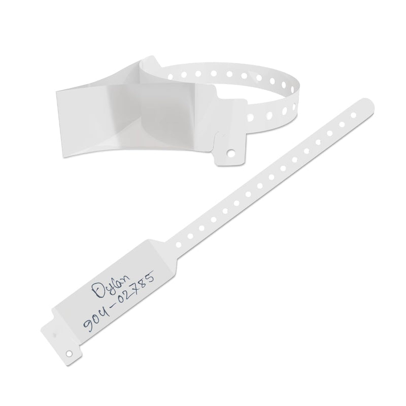 250 Adjustable Medical ID Wristband for Adults & Seniors – Waterproof White Hospital Bracelet – Durable Plastic Wrist Band for Elderly, Patient Use, Caregiver, or Clinic ID Needs (White) 250