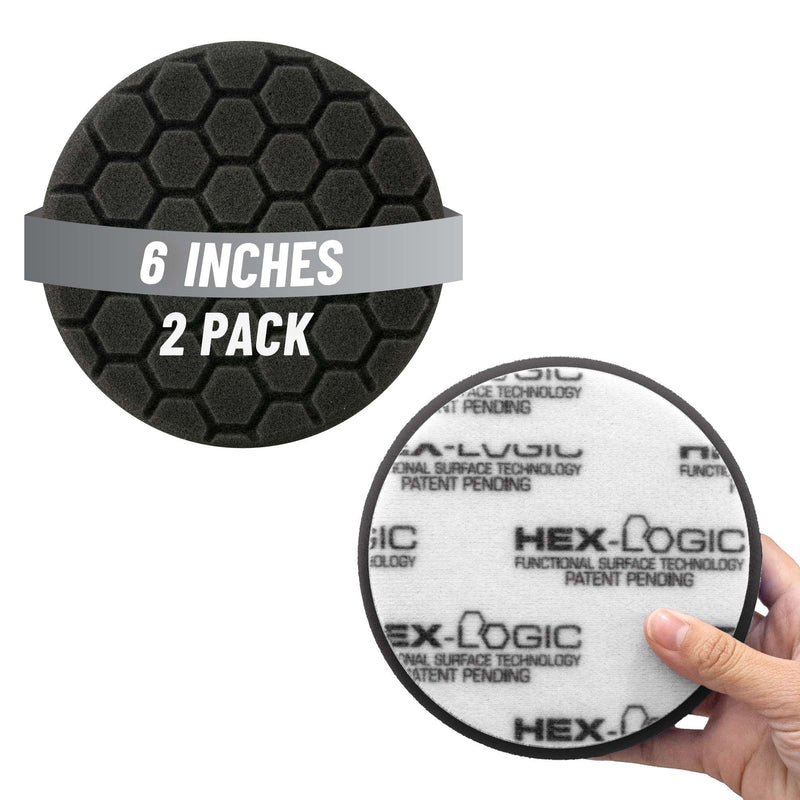 Chemical Guys Hex-Logic 6.5" Quantum Buffing Pad Black (2 Pack) - Finishing Pad for Ultra-Soft Paintwork and Final Polish - Works with Dual Action and Rotary Polishers (BUFX116HEX602)