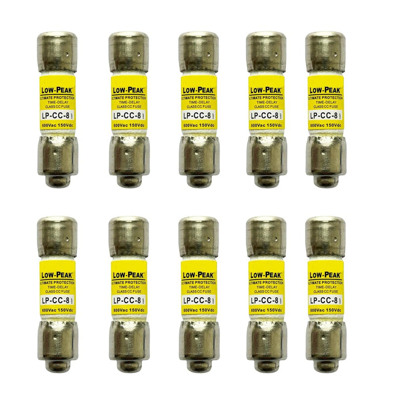 10-Pack New LP-CC-8 LP-CC-8A LP-CC 8A 600Vac Time Delay Fuse,LP-CC-8A Current Limiting Class CC Rejection Cartridge Fuses