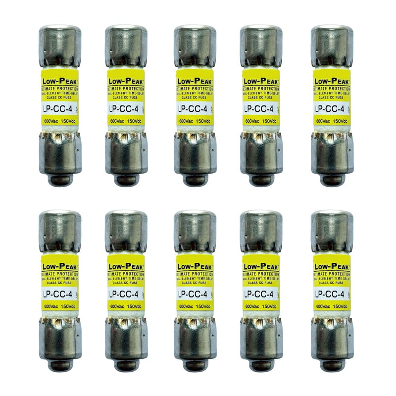 10-Pack New LP-CC-4 LP-CC-4A LP-CC 4A 600Vac Time Delay Fuse,LP-CC-4A Current Limiting Class CC Rejection Cartridge Fuses