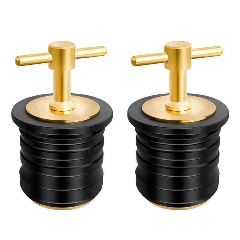 Young Marine T-Handle Drain Plug, for 1-Inch Diameter Drains, Brass Handle, Rubber Plug (1-1/4 inch) 1-1/4 inch