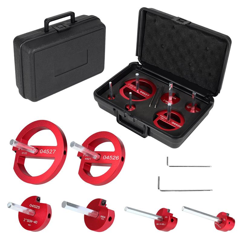 6-Pcs PVC Pipe Reamer Set with 2 Carbide Square Cutting Blades Sizes: , 3/4”, 1“, 1-1/2“, 2”, 3“, 4” Aluminum Cutting Head For PVC, CPVC, or ABS Piping (Red)