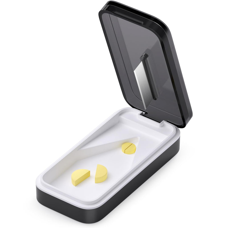 BUG HULL Pill Cutter with Removable Silicone Pad, Pill Splitter with Sharp Blade, Pills Cutters Splitter for Small and Tiny Pills, Tablet Splitters for Small or Large Tablet Professional Black
