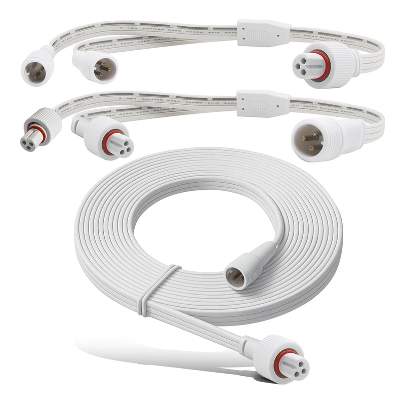 19.6FT Outdoor Light Extension Cord Compatible with Govee 3-Pin Waterproof Power Cable with Y-Splitter IP68 Permanent Lighting Extension Wire for Patio Garden Roof Decorations 19.6ft + Y-Splitter (2 Female to 1 Male)