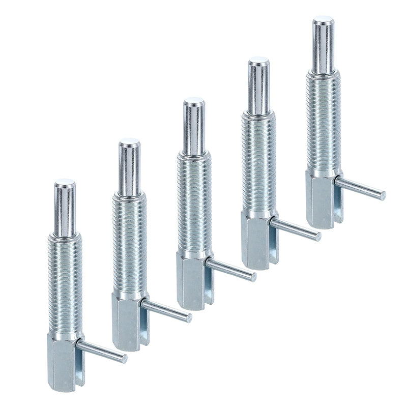 uxcell 5Pcs Retractable Indexing Plunger Pin, M16 l Spring Plunger Carbon Steel Spring Loaded Latch Telescopic Locking Pin for Machinery Shipbuilding 5