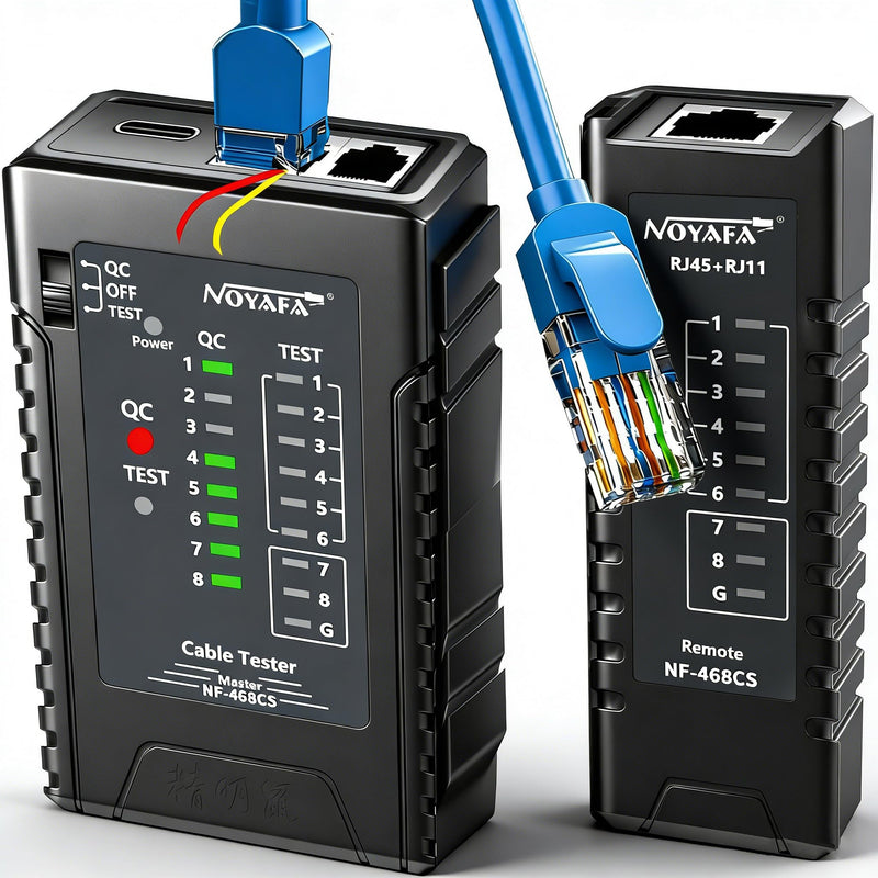 NF-468CS Network Cable Tester Ethernet Cable Wire Tester with Continuity Test for RJ45/RJ11/RJ12/POE/CAT3/CAT5/CAT5E/CAT6/CAT6A UTP/STP LAN and Telephone Line Testing Tool 468CS