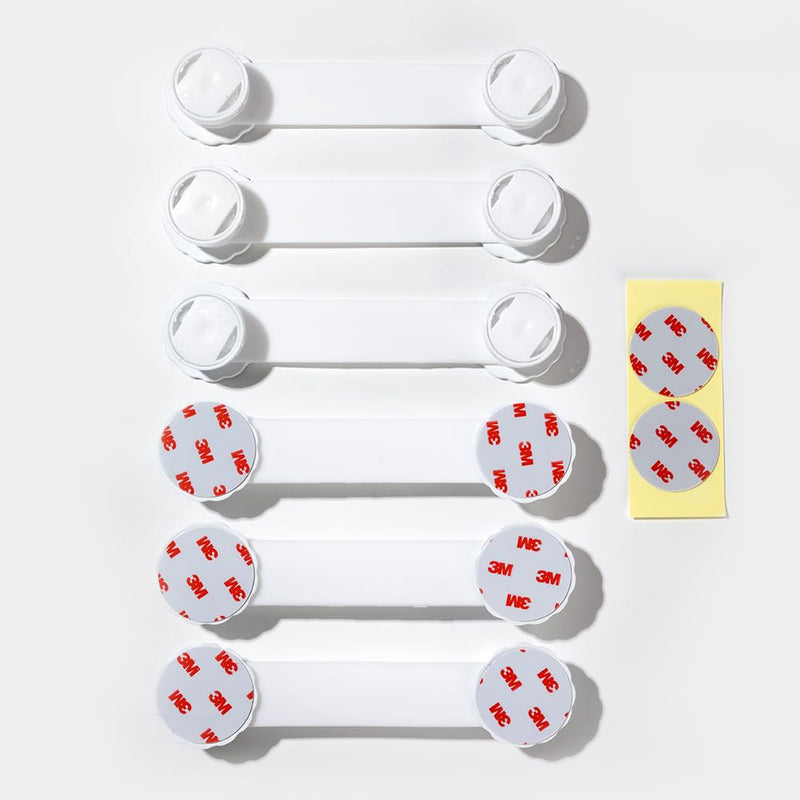 Child Safety Cabinet Locks – 6-Pack Double Button Drawer Latches, Easy & No-Residue Removal, Exclusive Technology – Baby Proofing for Drawers & Cabinets