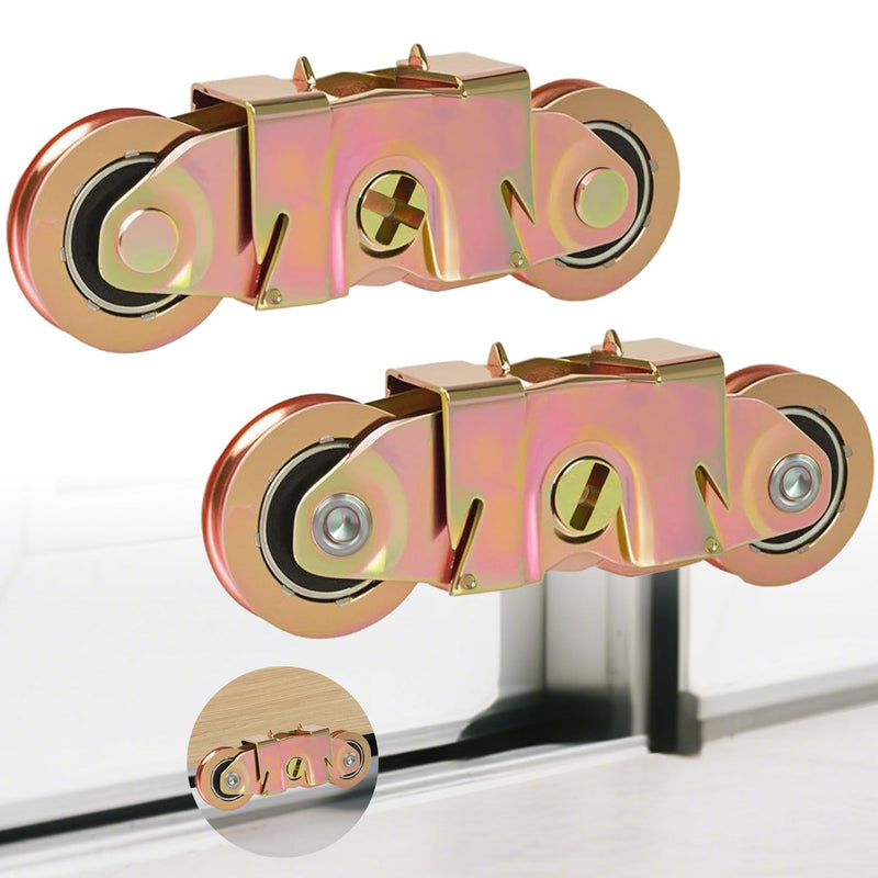2 Pack Gliding Patio Door Tandem Roller Assembly Fits for Andersen P/N #1997061 (1982 to P) & Replaces 1273704 200 Series and 400 Series Tandem Roller (1964 to 1982),1-1/4" Steel Ball Bearing Gold