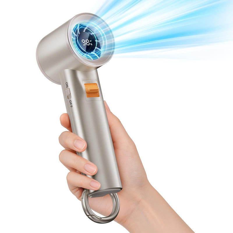 2PC Portable Handheld Fan Rechargeable for Travel,5000mAh Hand held Personal Fan for Pocket,20Hrs Cooling Wind,100 Speeds Adjustable Powerful Airflow Wind,Gifts for Trip,Outdoor Activites,Camping Two pieces gold