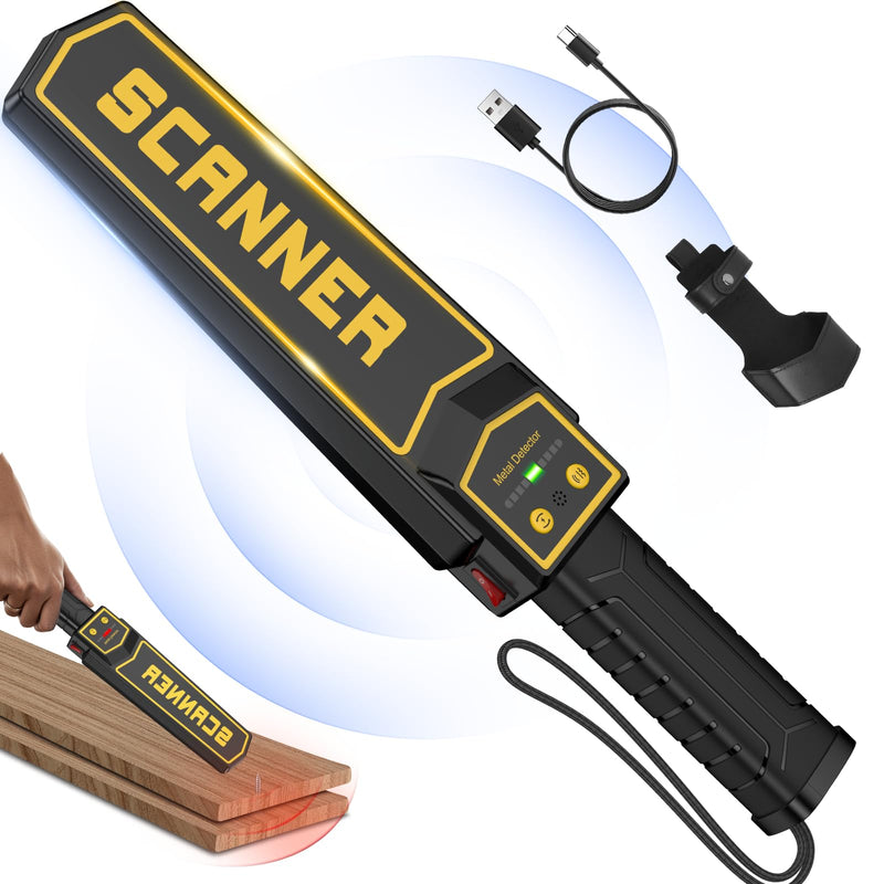 Rechargeable Handheld Metal Detector Wand, High Sensitivity Security Wand Metal Detector,Portable Nail Finder Scanner Woodworking Metal Detector Wand for Logs Weapons Sound Vibration Alert Detects 2000mAh