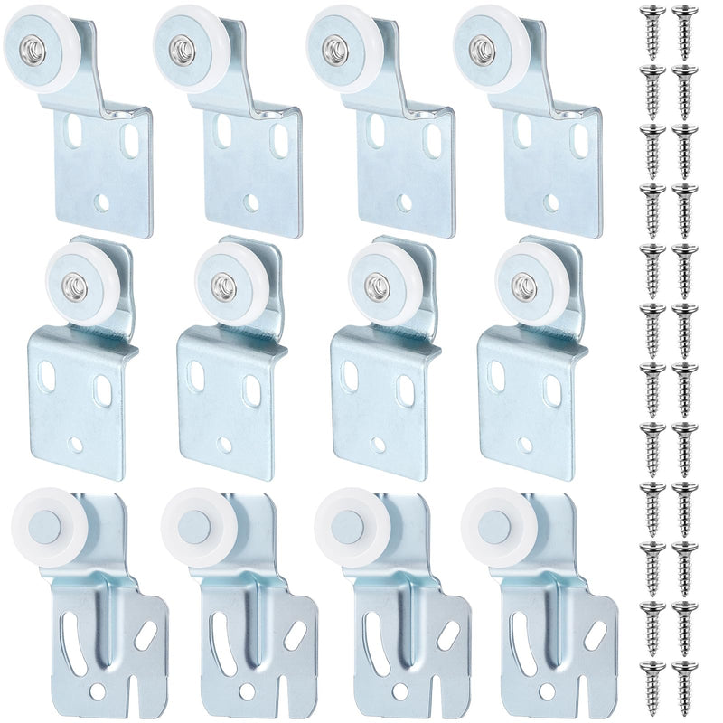 Blulu 12 Pcs Sliding Closet Door Roller Kit Wardrobe Door Rollers Replacement for Top Hung Bypass, 3/4" Wheel with 1/2" and 3/8" Offset, 7/8" Wheel with 1/2" Offset