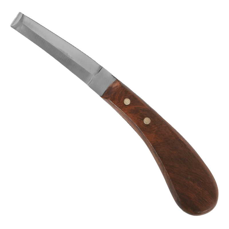 Hoof Knife Double Edged Curved Blade – Stainless Steel Curved Blade Farrier Tool with Wooden Handle, Multipurpose Hoof Trimming Knife for Livestock, 3-Inch Blade, 8.5-Inch Overall Double Edge - RH