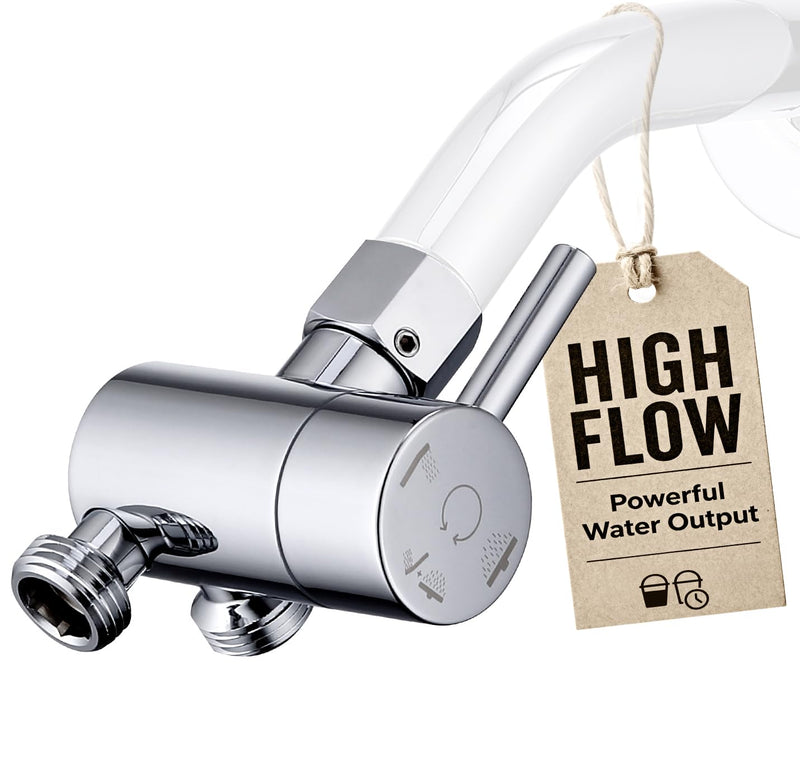 G-Promise Solid Metal High-Flow Shower Diverter Valve for Handheld and Fixed Spray Showerhead, G 1/2 3-Way Bathroom Universal Diverter System Adapter Replacement Part (Chrome) Chrome