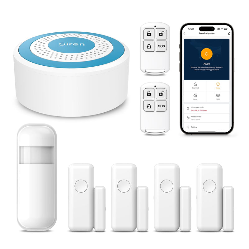 PGST Home Alarm System,Smart Home Security Systems with Instant Tuya App Alerts,8 Pieces Door Alarm Kits Siren Hub with Motion and Door Sensors,Remote,Work with Alexa for Villa,Apartment,Kids Safety 8 PIECE KITS