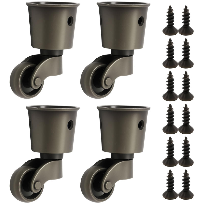 Anxingo 4 PCS Antique Cyan Alloy Caster Cups Wheels, 360-degree Swivel Pulley, Suitable for Classical Furniture, Piano Legs, Coffee Tables, Bookshelves