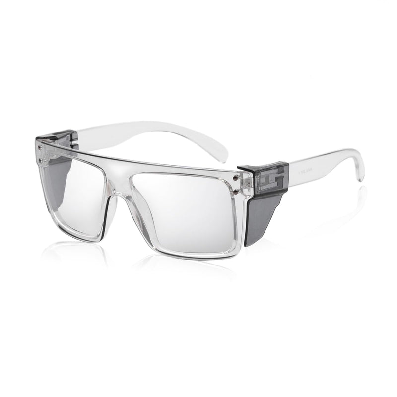 Photochromic Anti Bluelight UV400 Auto-Darkening Clear to Smoke Lens Transitional ANSI Z87.1 Safety SunglassesGlasses Clear (Grey Shield)