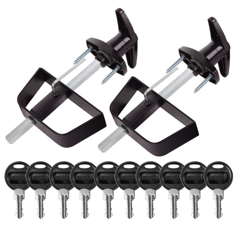 10-Key Heavy Duty Shed Lock Kit – Adjustable 5-1/2" Stem, Easy Install T-Handle Door Latch for Barns, Playhouses, Chicken Coops & Campers (Non-Duplicatable Keys)