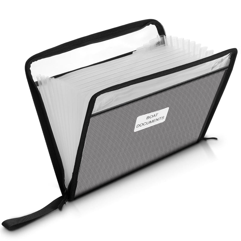 Maitys Boating Gifts for Men Boat Documents Organizer Large Size Waterproof Case for Boat Papers with 12 Expandable Folders Plus Mesh Pocket Fireproof Document Bag for A4 Papers