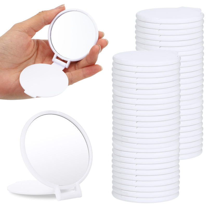 72 Pcs Mini Compact Mirrors Bulk, Portable Round Folding Makeup Mirror Set for Purse Travel Women Daily Use White