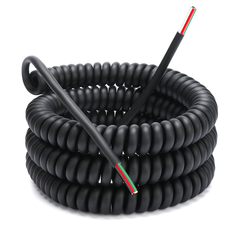 4-20-4 Coil Cord, 4 Conductor Wire, Coiled Extension Cord, 18/4 18AWG 20 Foot Retractable Spring Coil Wire for Industrial/Home Use