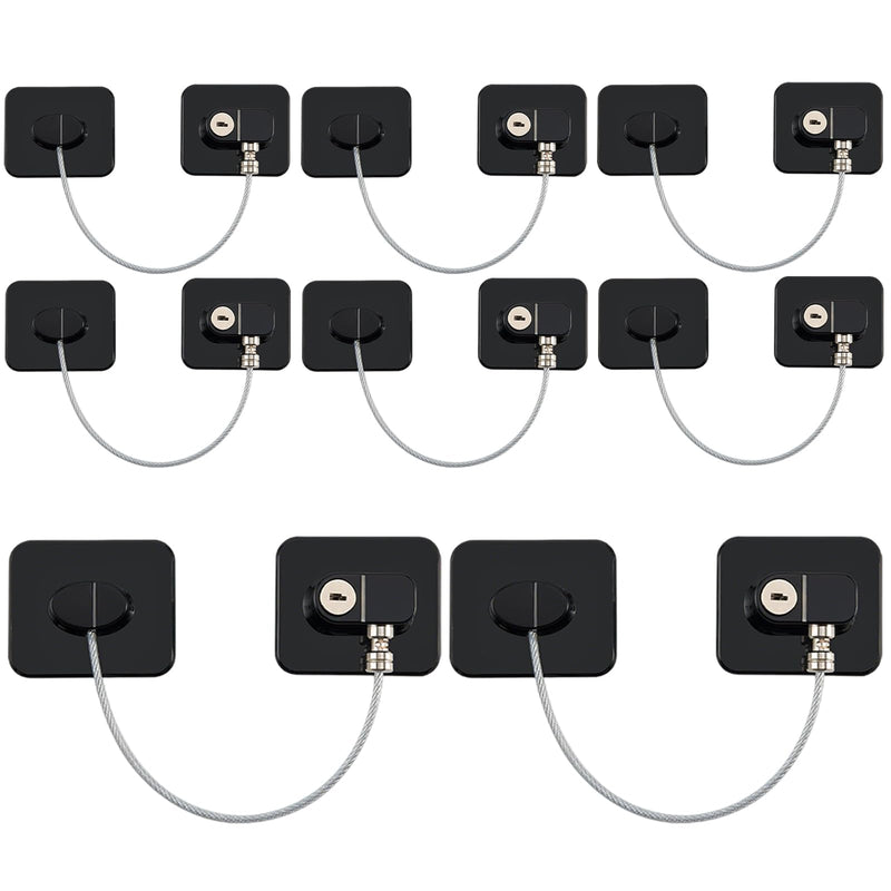 Refrigerator Lock, Child Safety Cabinet Locks, Mini Fridge Locks for Adults, Heavy Duty Lock for Refrigerator Cabinets, Drawers, Safety with Key, Black (8 PCS) 8