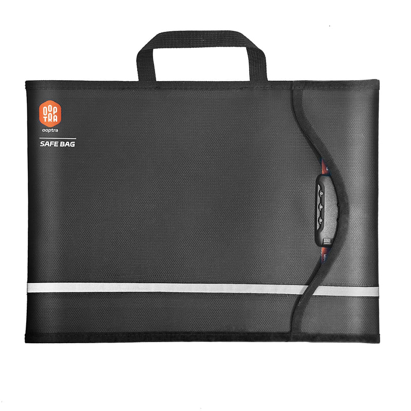 Large Fire-Resistant Document Bag with Lock – Water-Resistant File Organizer for Important Documents, Cash & Passports – Safe Storage for Home & Travel L Black
