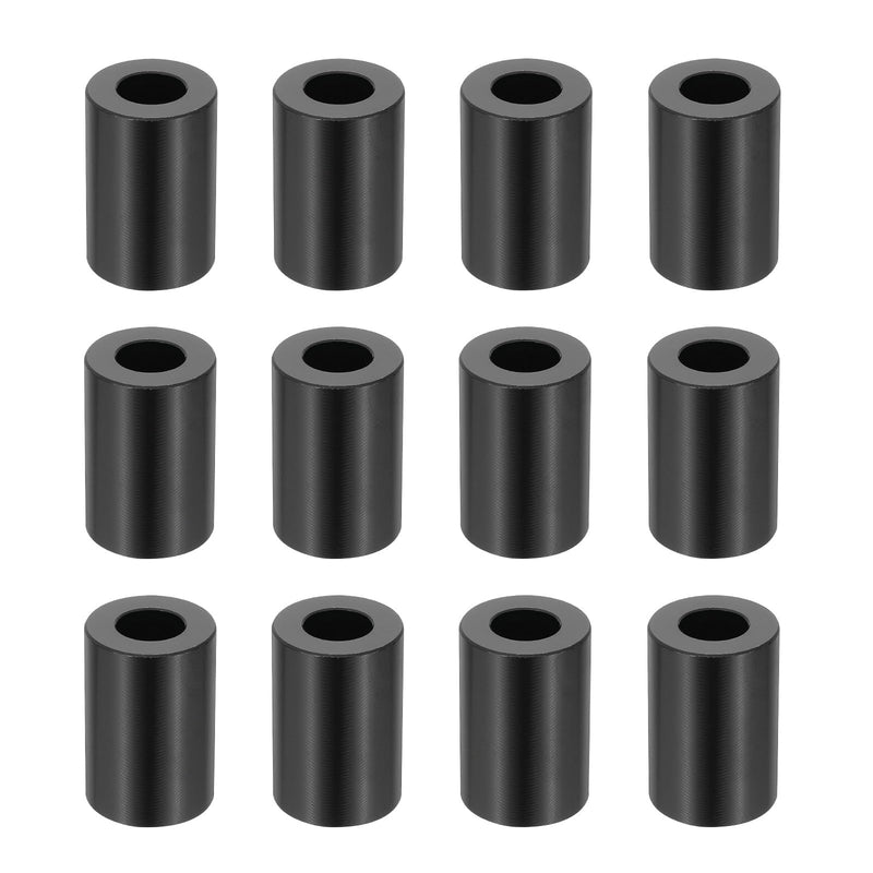PATIKIL 12PCS Aluminum Spacers, 1/2 x 1 Metal Spacers Aluminum 1-1/2 L Spacer Screw Standoff Round Unthreaded Standoff Bushing for 5/16inch Screw Bolts, Black