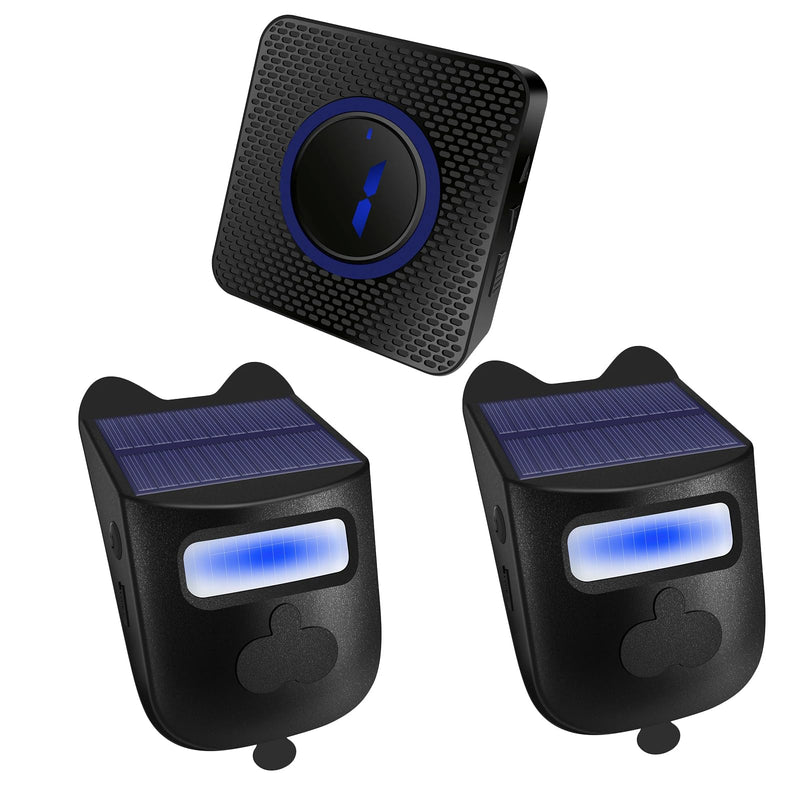 Solar Infrared Sensor Wireless Doorbell & Driveway Alarm – 1/2 Mile Range, 120° Detection, Weatherproof, Solar & USB-C Charging, for Home/Business Security 【Motion Sensor*2+ Alarm Receiver*1】