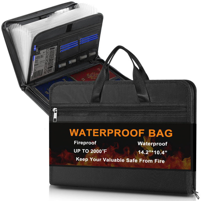 TaoBary Boat Document Organizer with 13 Pockets, Large Waterproof Document Holder, Fireproof Expanding File Folder, Water Resistant Boat Registration Holder Gift for, Shipper, Keep Safe, Organized