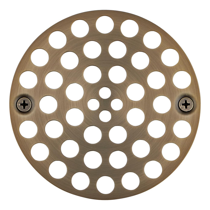 Signature Hardware FundamentALL 4" Round Screw-In Shower Drain Cover Aged Brass