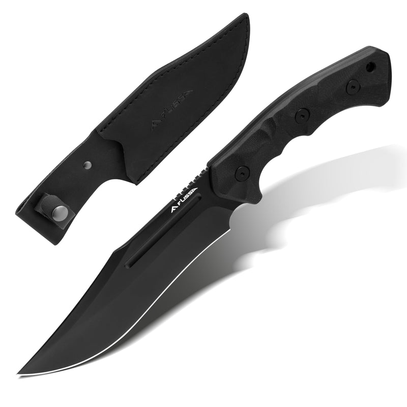 FLISSA 12.2-Inch Fixed Blade Bowie Knife with Leather Sheath, 14C28N Steel Full Tang Blade, G10 Handle for Outdoor Hiking, Camping, Hunting, Survival, Gift for Men Women