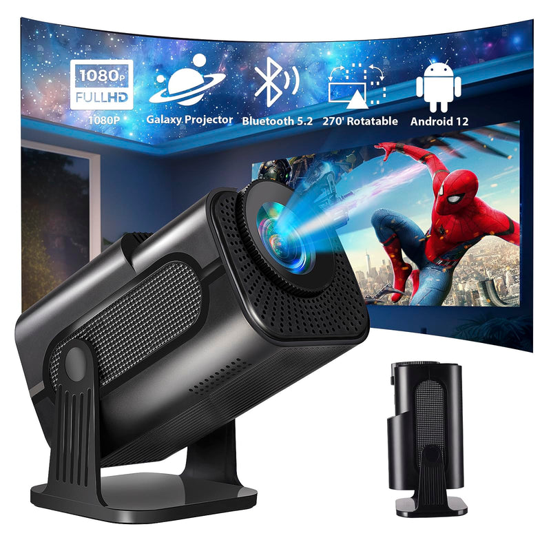 Mini Starlight Projector Support 1080P & 4K with wifi 6 and bluetooth 5.2 , Android 12 TV Movie Projector with Apps Built in Compatible with PC/Smartphone/HDMI/USB, indoor & outdoor use（No US Plug)
